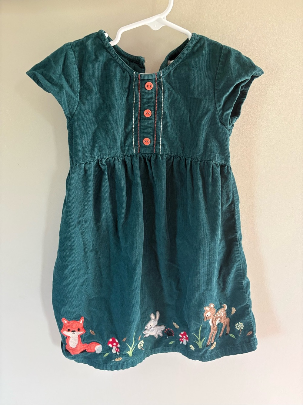 Girls' Forest Animal Corduroy Dress - Teal